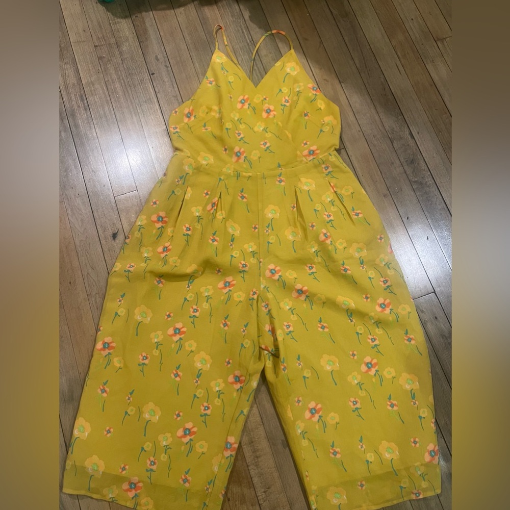 Yellow Floral Pants Romper